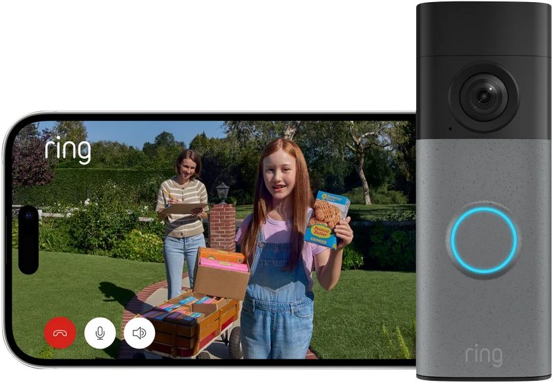 Ring Battery Video Doorbell 2K - Speckled Grey