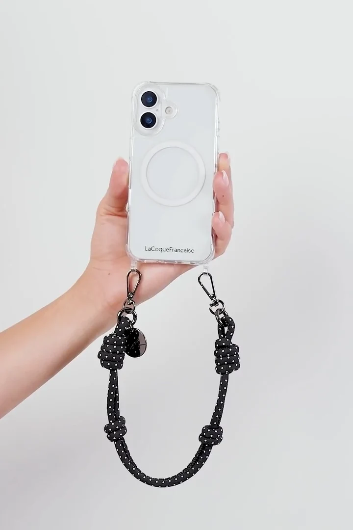 Chaîne courte de téléphone - Nolan pois blancs