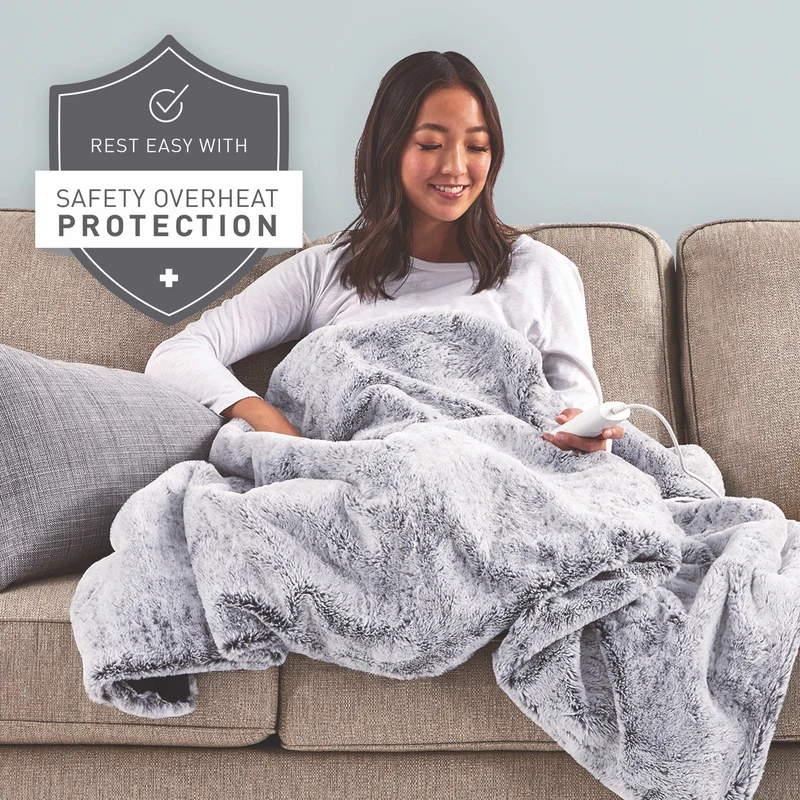 Sunbeam Feel Perfect Heated Throw Faux Fur