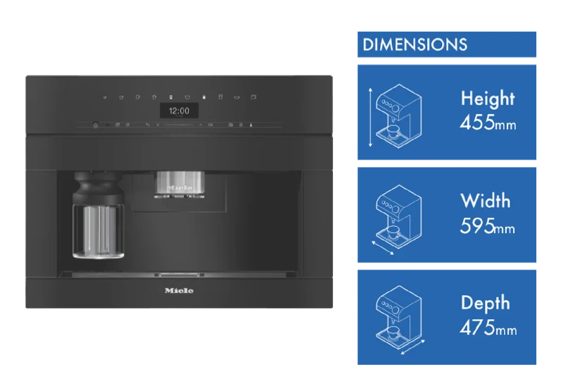Miele 45cm Built-In Coffee Machine with 2 Bean Containers Obsidian Black