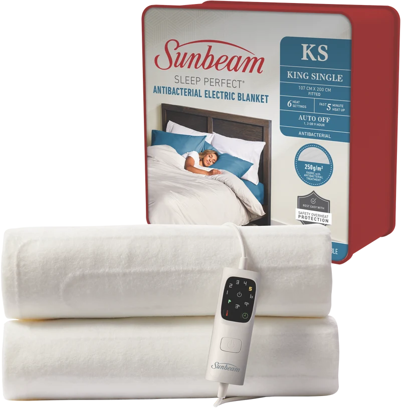 Sunbeam Sleep Perfect Fitted Antibacterial Electric Blanket King Single