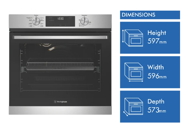 Westinghouse 60cm 8 Multi Function Oven with Airfry, Stainless Steel