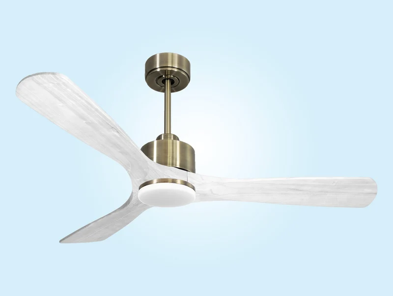Ventilateur de plafond Réversible Thermostat Dimmable Wifi Moteur à courant continu Toits en pente Télécommande Lumière à trois tons Hypersilence Mémoire
