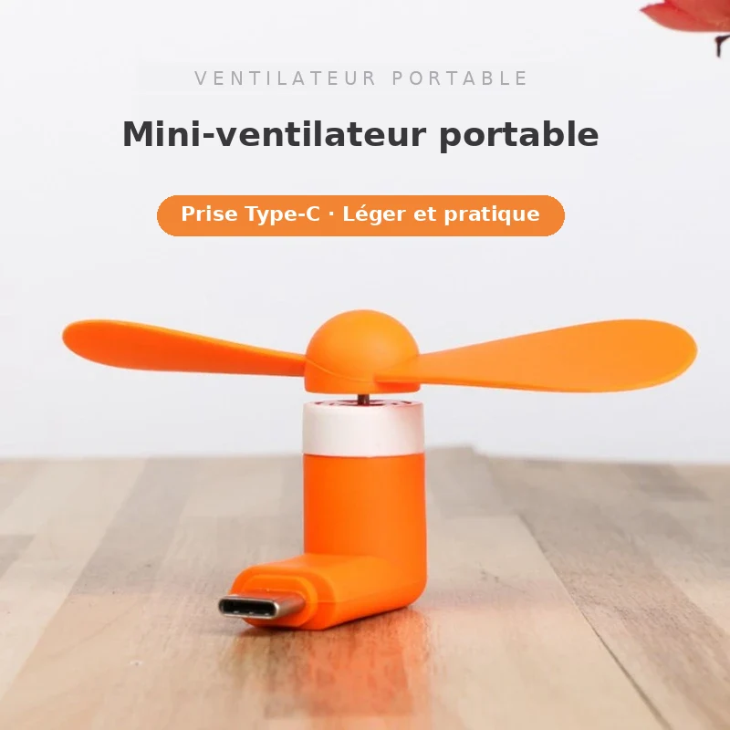 Mini Ventilateur USB Type‑C pour Smartphone – Rafraîchissement Instantané de Poche