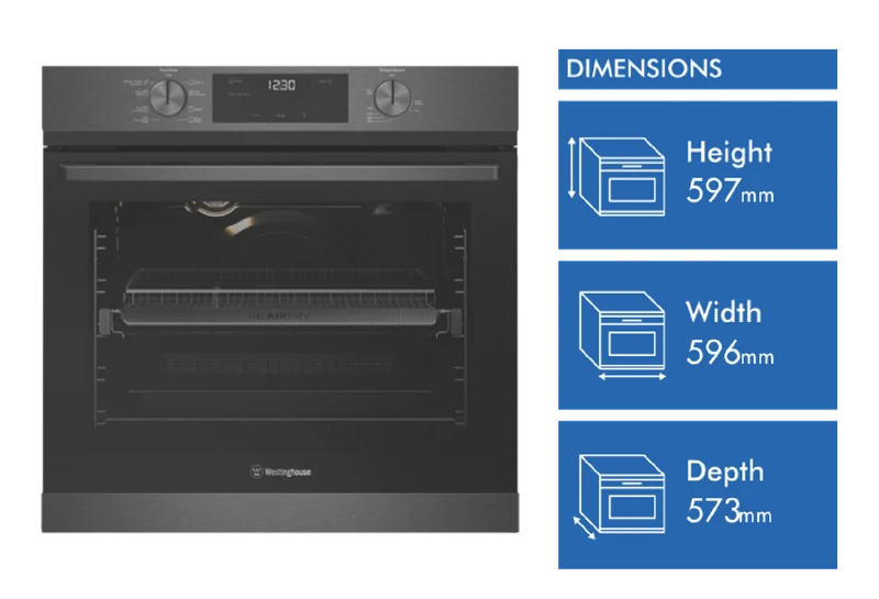 Westinghouse 60cm 8 Multi Function Oven with Airfry, Dark Stainless Steel
