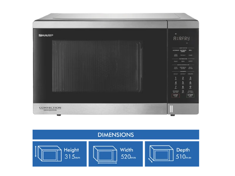 Sharp 32L 1100W Airfry Convection Microwave Stainless Steel