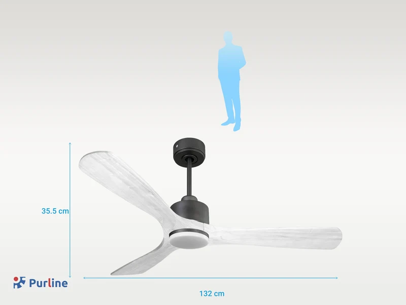 Ventilateur de plafond Réversible Thermostat Dimmable Wifi Moteur à courant continu Toits en pente Télécommande Lumière à trois tons Hypersilence Mémoire
