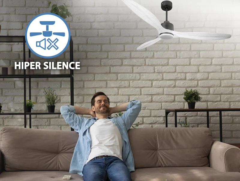Ventilateur de plafond Réversible Thermostat Dimmable Wifi Moteur à courant continu Toits en pente Télécommande Lumière à trois tons Hypersilence Mémoire