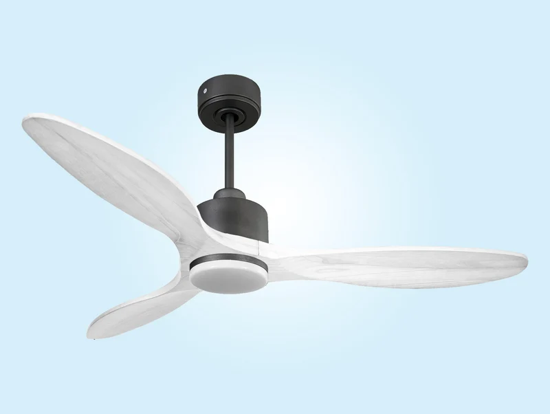 Ventilateur de plafond Réversible Thermostat Dimmable Wifi Moteur à courant continu Toits en pente Télécommande Lumière à trois tons Hypersilence Mémoire