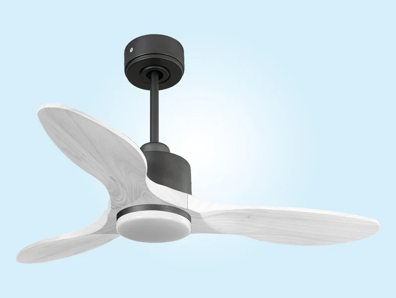 Ventilateur de plafond Réversible Thermostat Dimmable Wifi Moteur à courant continu Toits en pente Télécommande Lumière à trois tons Hypersilence Mémoire