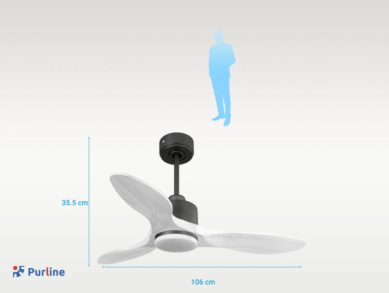 Ventilateur de plafond Réversible Thermostat Dimmable Wifi Moteur à courant continu Toits en pente Télécommande Lumière à trois tons Hypersilence Mémoire