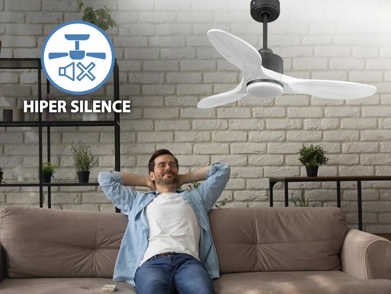 Ventilateur de plafond Réversible Thermostat Dimmable Wifi Moteur à courant continu Toits en pente Télécommande Lumière à trois tons Hypersilence Mémoire