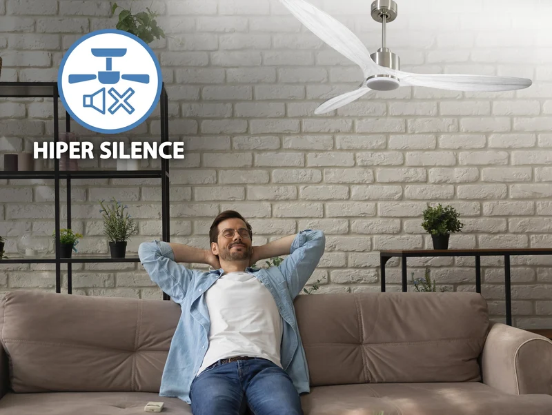 Ventilateur de plafond Réversible Thermostat Dimmable Wifi Moteur à courant continu Toits en pente Télécommande Lumière à trois tons Hypersilence Mémoire