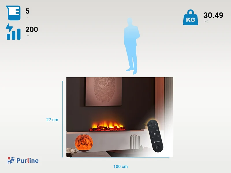 Cheminée décorative avec flammes artificielles et bûches