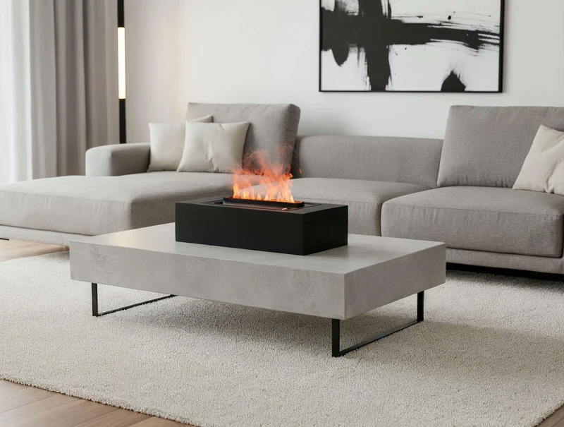 Cheminée de table décorative avec flamme simulée et corps en métal