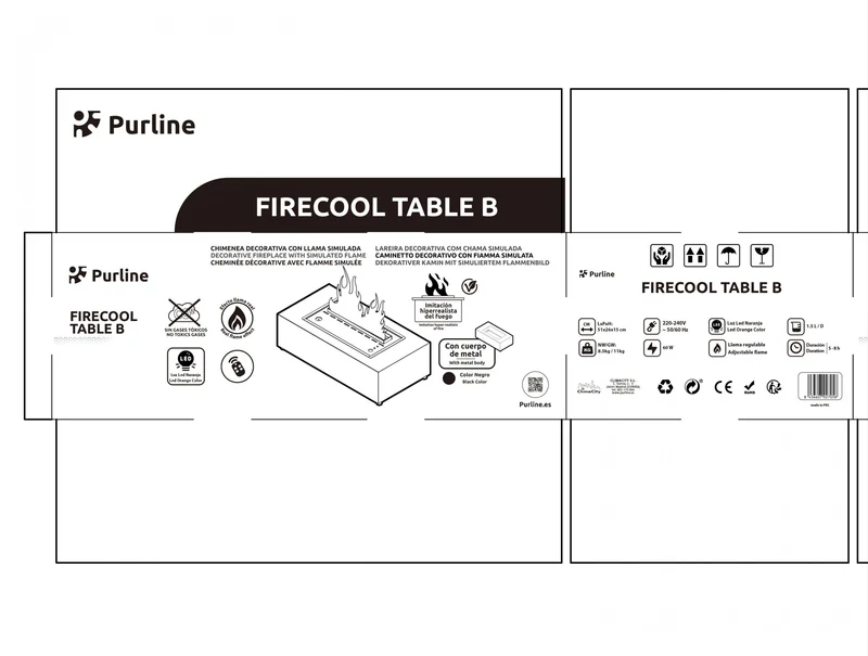Cheminée de table décorative avec flamme simulée et corps en métal