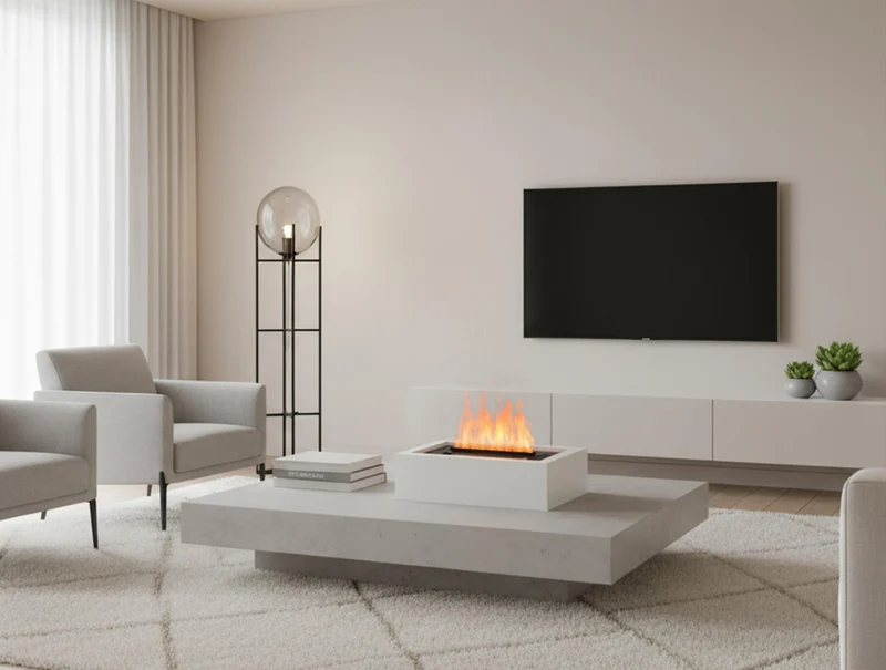 Cheminée de table décorative avec flamme simulée et corps en MDF