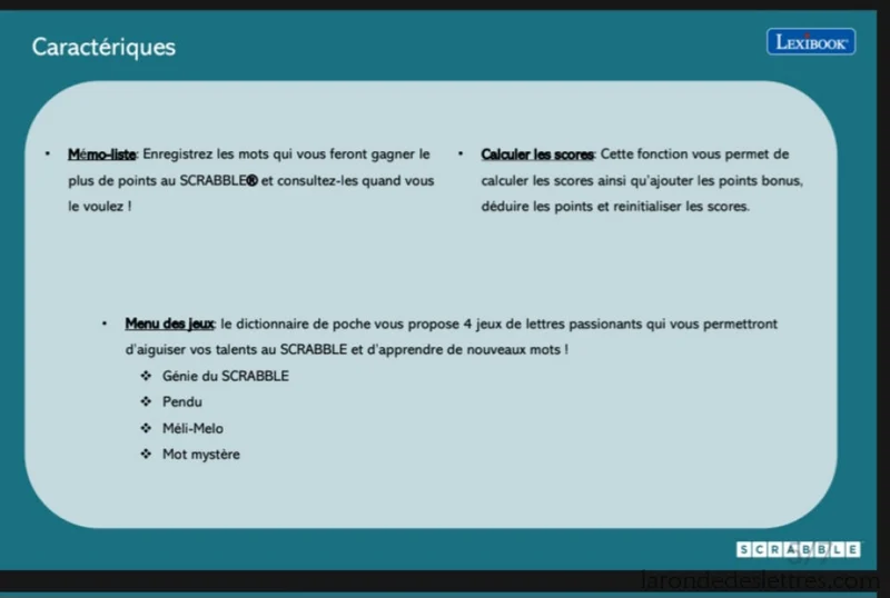 Lexibook officiel du Scrabble® ODS 9