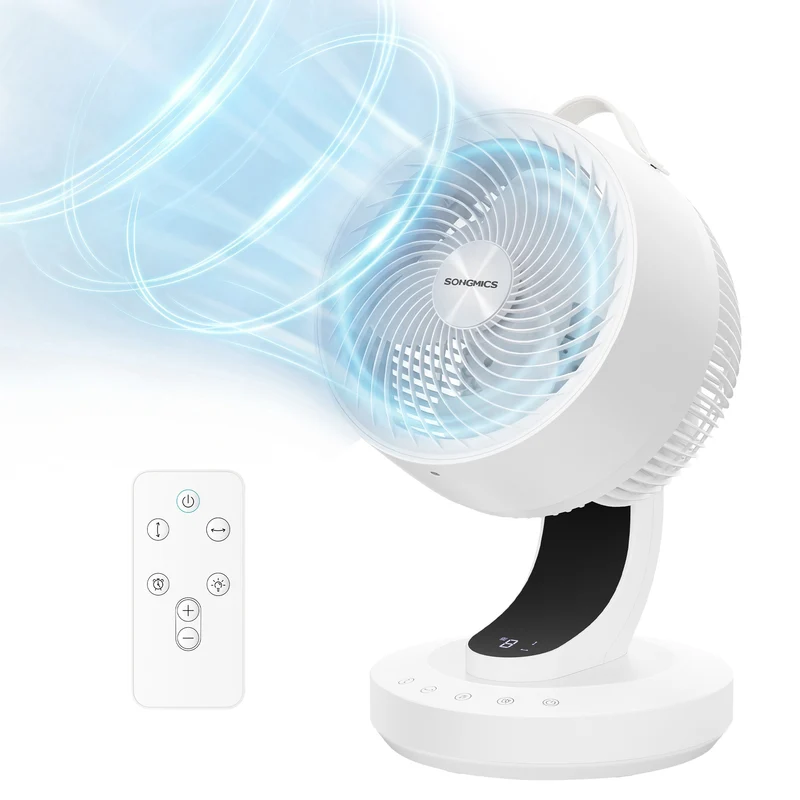 Ventilateur de Bureau Silencieux 20 dB, avec Télécommande, Circulateur d’Air Puissant, Oscillation 70