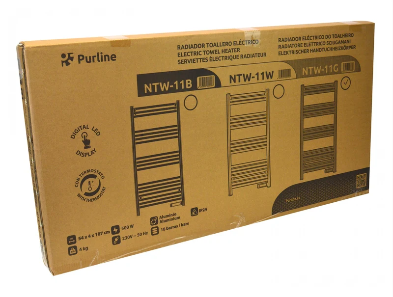 Porte-serviettes noir avec minuterie 500W