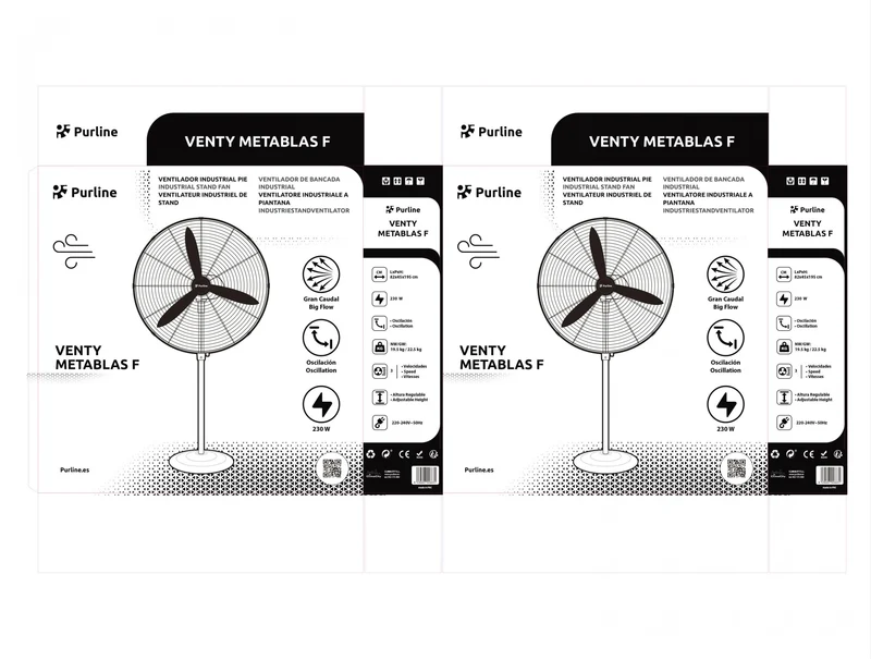 Ventilateur industriel 230W avec lames en aluminium