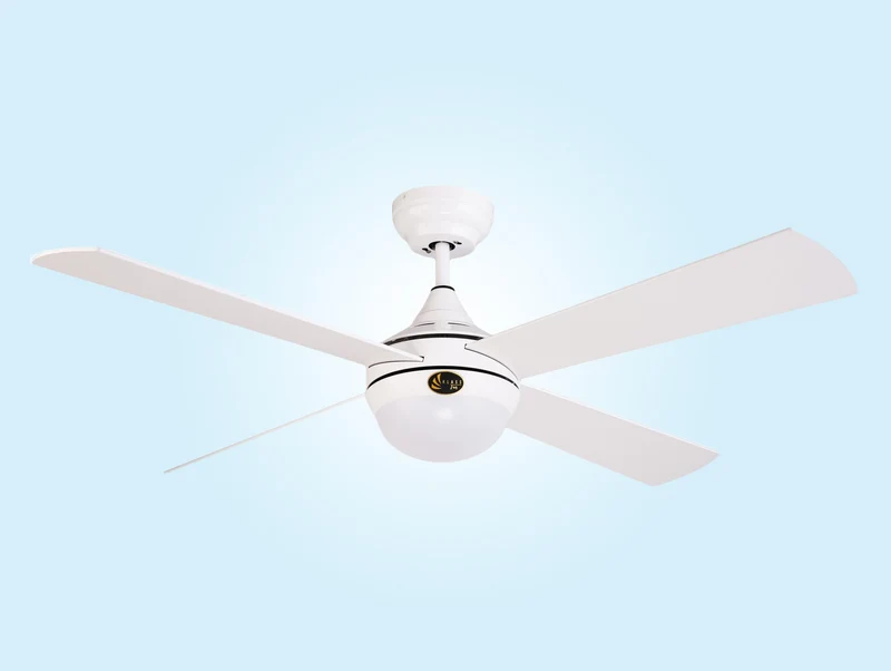 Ventilateur de plafond DC blanc avec pales en bois 122cm avec lumière pour 25m2