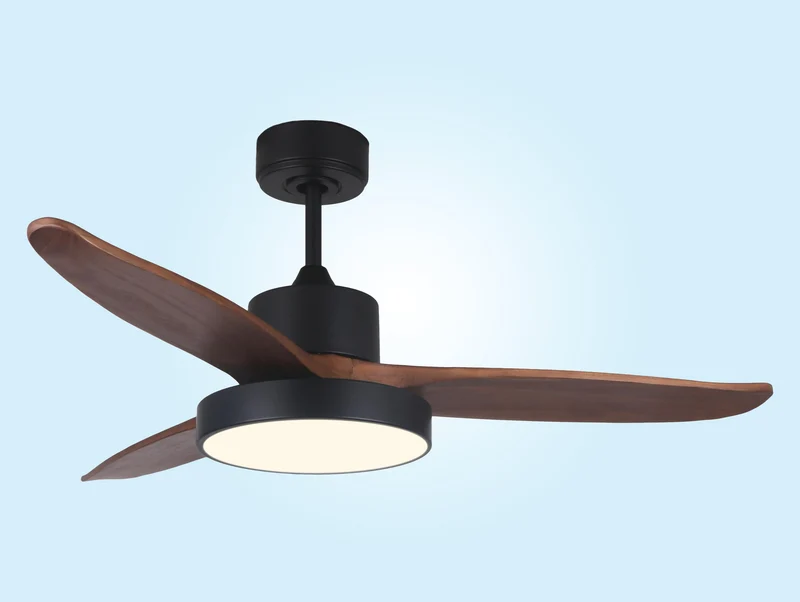 Ventilateur de plafond DC noir avec pales de 122cm et lumière pour 25m2