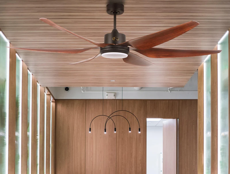 Ventilateur de plafond DC noir avec pales de 166cm et lumière pour 60m2
