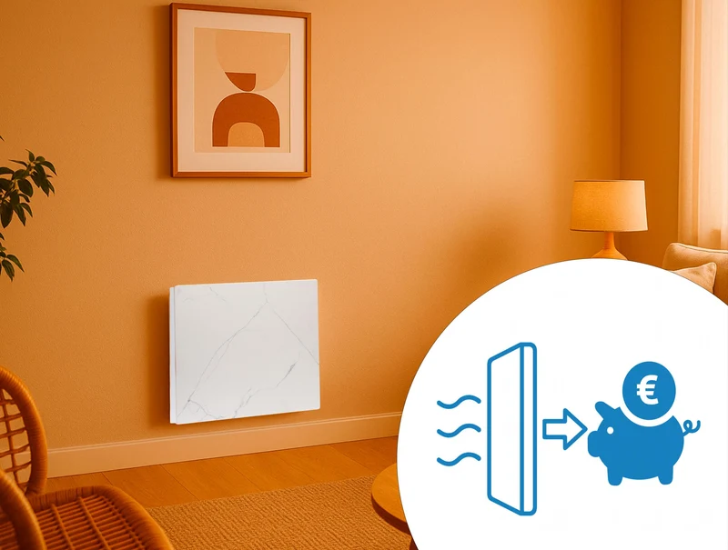 Émetteur thermique avec façade en céramique à finition marbrée