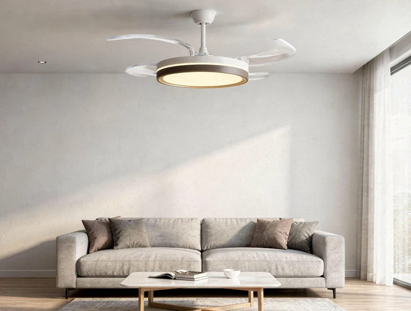 Ventilateur de plafond rétractable avec lumière LED et minuterie