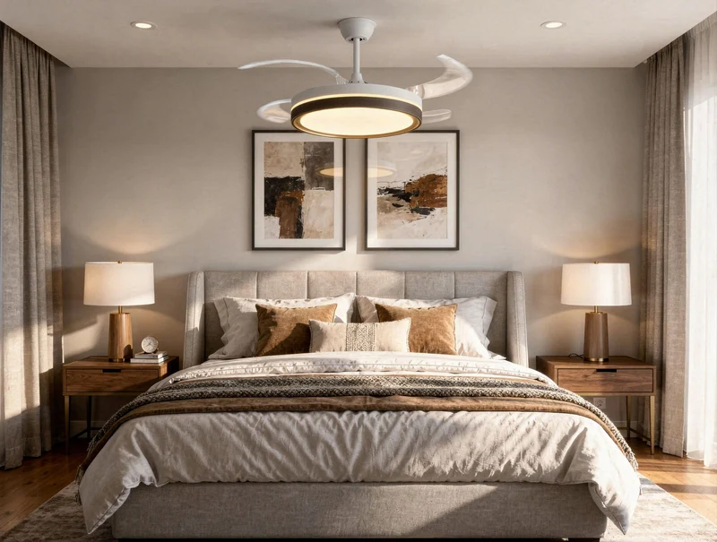 Ventilateur de plafond rétractable avec lumière LED et minuterie