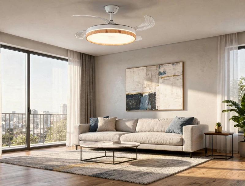 Ventilateur de plafond rétractable avec lumière LED et minuterie