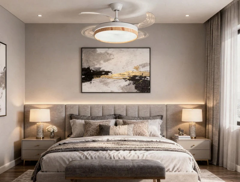 Ventilateur de plafond rétractable avec lumière LED et minuterie