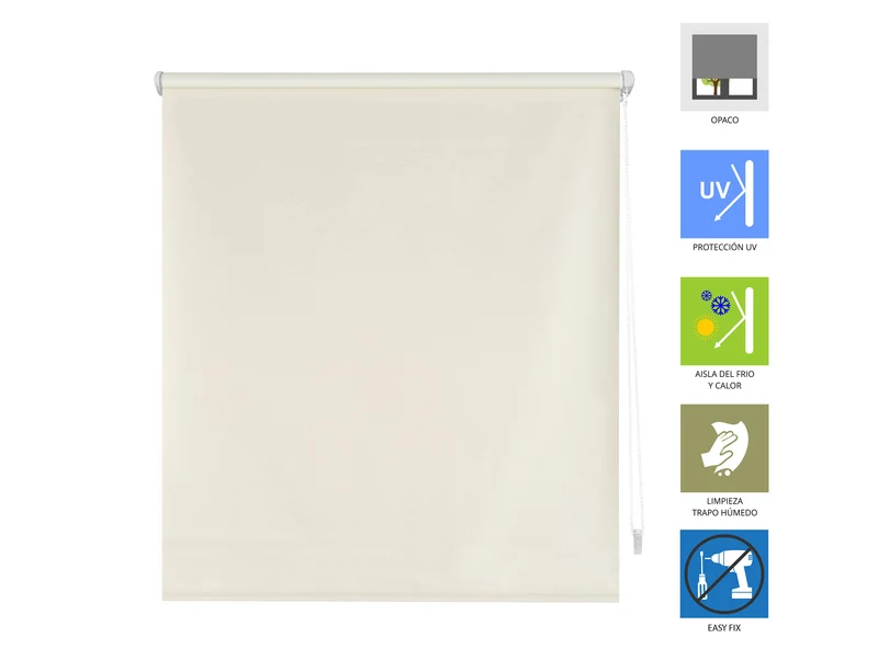 Store à rouleau opaque avec tissu lisse et chaîne manuelle
