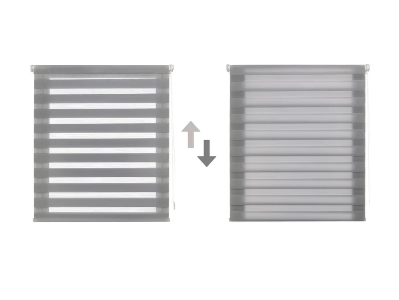 Store à rouleau nuit et jour bicolore avec double toile et chaîne manuelle