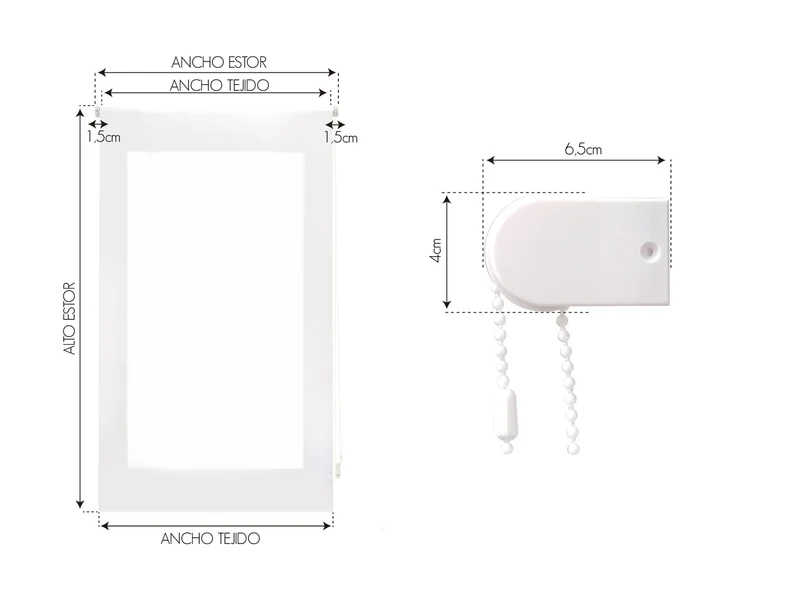 Store à rouleau translucide avec tissu lisse et chaîne manuelle