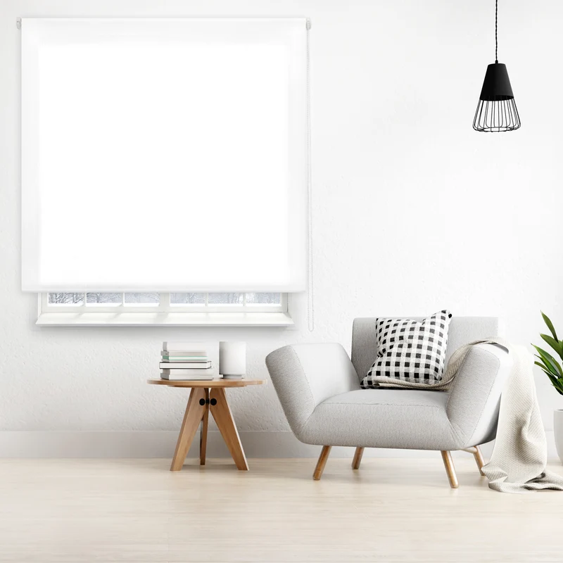 Store à rouleau translucide avec tissu lisse et chaîne manuelle