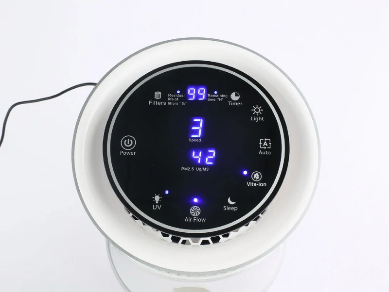 Purificateur d'air avec filtre HEPA, PM2, ioniseur, lampe UV, 5 vitesses et mode AUTO pour des 20m2