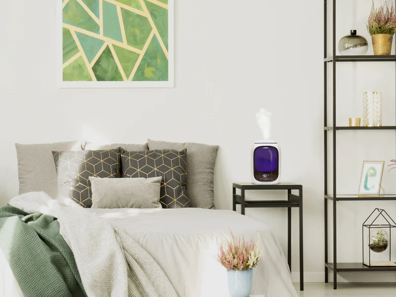 Humidificateur à ultrasons 28W à vapeur chaude ou tiède pour des surfaces de 30m2.