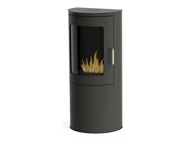 Cheminée à éthanol noire avec porte en verre trempé