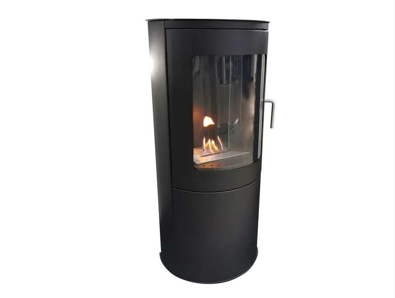 Cheminée à éthanol noire avec porte en verre trempé