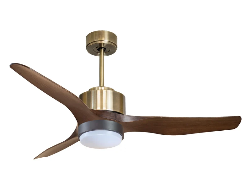 Ventilateur de plafond Réversible Thermostat Wifi Moteur à courant continu Toits en pente Télécommande Lumière à trois tons Adaptateur 2/3 Lames Hypersilence