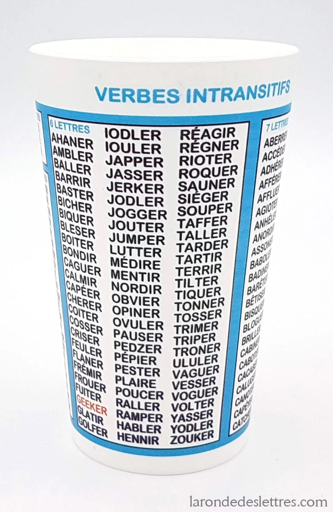 Verre Plastique Scrabble Verbes intransitifs