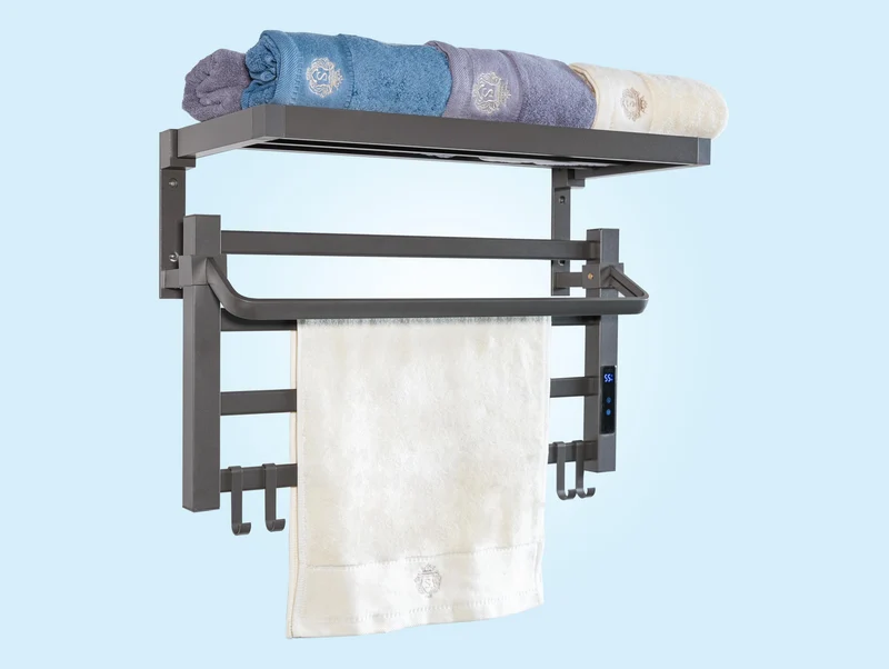 Radiateur sèche-serviettes électrique avec étagère noir 55W