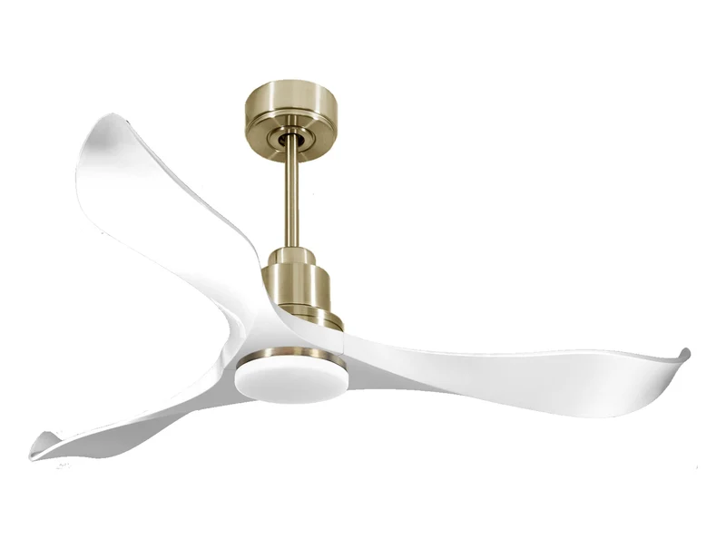 Ventilateur de plafond Réversible Thermostat Dimmable Wifi Moteur à courant continu Toits en pente Télécommande Lumière à trois tons Adaptateur 2/3 Lames