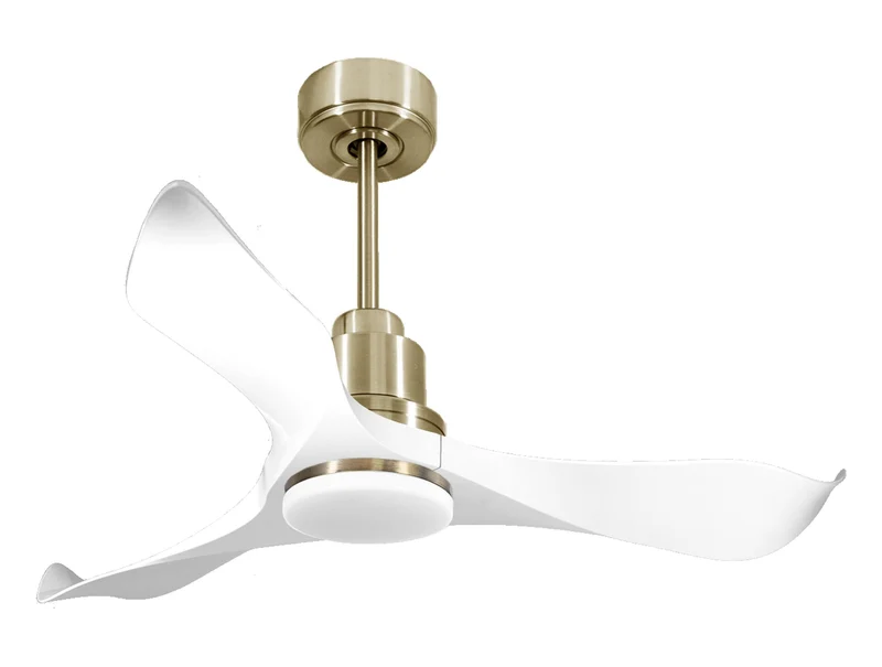 Ventilateur de plafond Réversible Thermostat Dimmable Wifi Moteur à courant continu Toits en pente Télécommande Lumière à trois tons Adaptateur 2/3 Lames