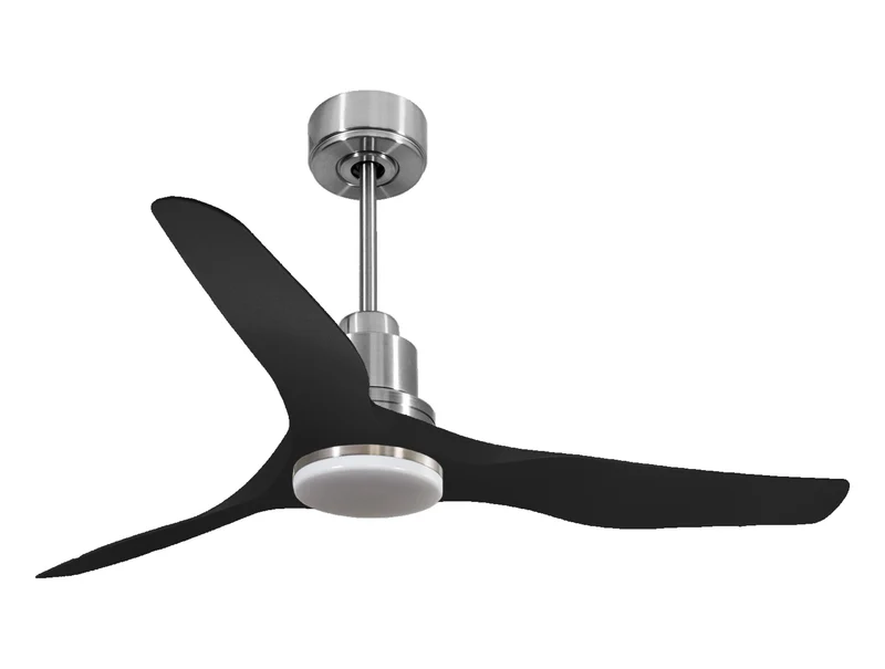 Ventilateur de plafond Réversible Thermostat Dimmable Wifi Moteur à courant continu Toits en pente Télécommande Lumière à trois tons Adaptateur 2/3 Lames