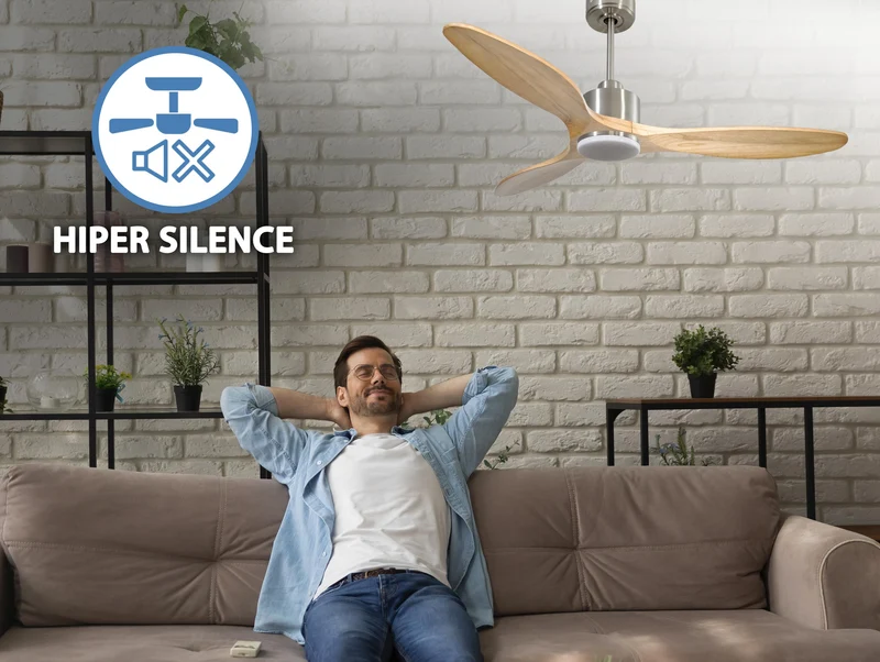 Ventilateur de plafond Réversible Thermostat Dimmable Wifi Moteur à courant continu Toits en pente Télécommande Lumière à trois tons Hypersilence Mémoire