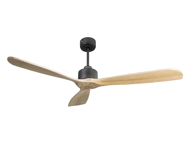 Ventilateur de plafond Réversible Thermostat Wifi Moteur à courant continu Toits en pente Télécommande Hypersilence Mémoire FullWood