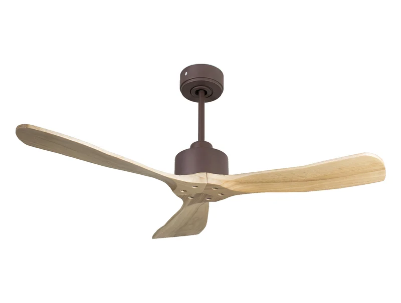 Ventilateur de plafond Réversible Thermostat Wifi Moteur à courant continu Toits en pente Télécommande Hypersilence Mémoire FullWood